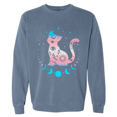 Transg Pride Flag Colors Astronomy Cat Garment-Dyed Sweatshirt