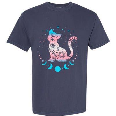 Transg Pride Flag Colors Astronomy Cat Garment-Dyed Heavyweight T-Shirt