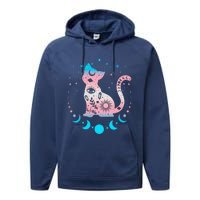 Transg Pride Flag Colors Astronomy Cat Performance Fleece Hoodie