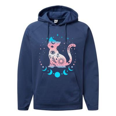 Transg Pride Flag Colors Astronomy Cat Performance Fleece Hoodie