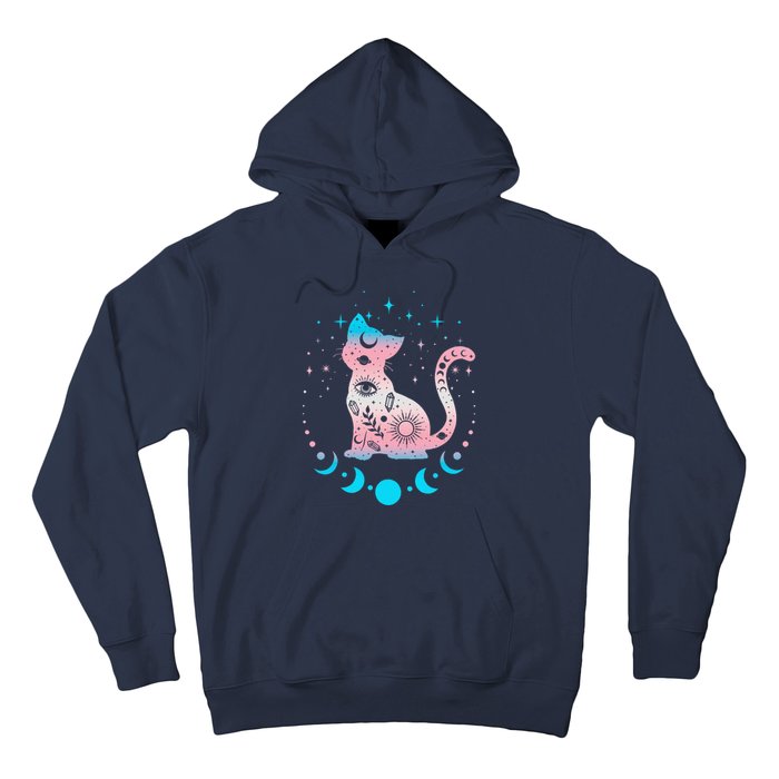 Transg Pride Flag Colors Astronomy Cat Hoodie