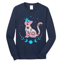 Transg Pride Flag Colors Astronomy Cat Long Sleeve Shirt