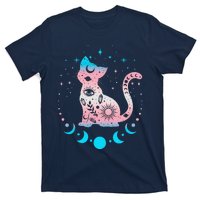 Transg Pride Flag Colors Astronomy Cat T-Shirt