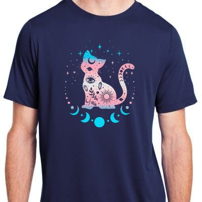 Transg Pride Flag Colors Astronomy Cat Adult ChromaSoft Performance T-Shirt