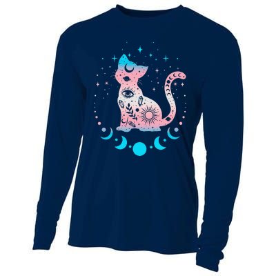 Transg Pride Flag Colors Astronomy Cat Cooling Performance Long Sleeve Crew