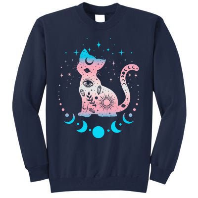 Transg Pride Flag Colors Astronomy Cat Tall Sweatshirt