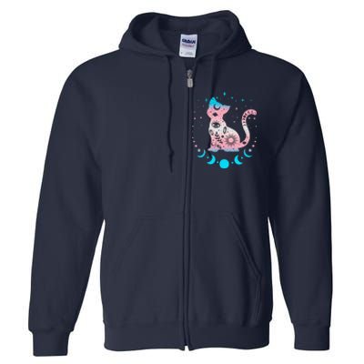 Transg Pride Flag Colors Astronomy Cat Full Zip Hoodie