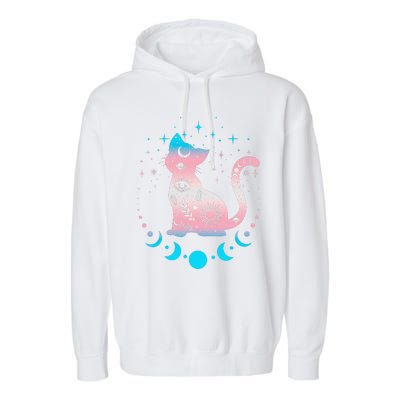 Transg Pride Flag Colors Astronomy Cat Garment-Dyed Fleece Hoodie