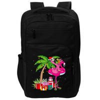 Tropical Pink Flamingo Christmas In July Summer Palm Tree Impact Tech Backpack