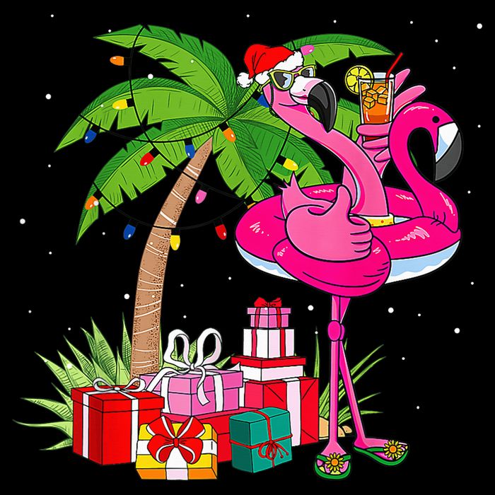 Tropical Pink Flamingo Christmas In July Summer Palm Tree Impact Tech Backpack
