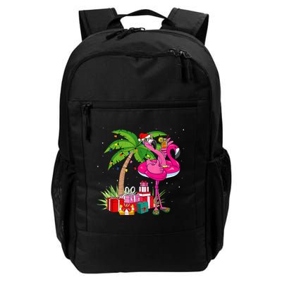 Tropical Pink Flamingo Christmas In July Summer Palm Tree Backpack