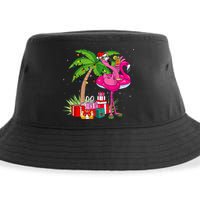 Tropical Pink Flamingo Christmas In July Summer Palm Tree Sustainable Bucket Hat