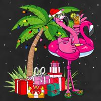 Tropical Pink Flamingo Christmas In July Summer Palm Tree 11oz C Handle Ceramic Mug