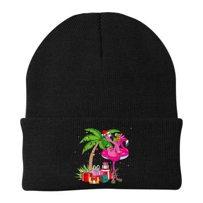 Tropical Pink Flamingo Christmas In July Summer Palm Tree Beanie