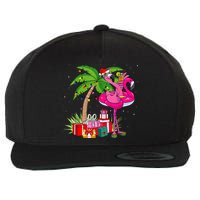 Tropical Pink Flamingo Christmas In July Summer Palm Tree Wool Snapback Cap