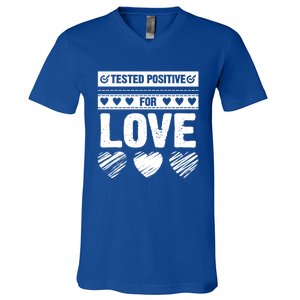 Tested Positive For Love Valentine's Day For Couples Pajama Meaningful Gift V-Neck T-Shirt