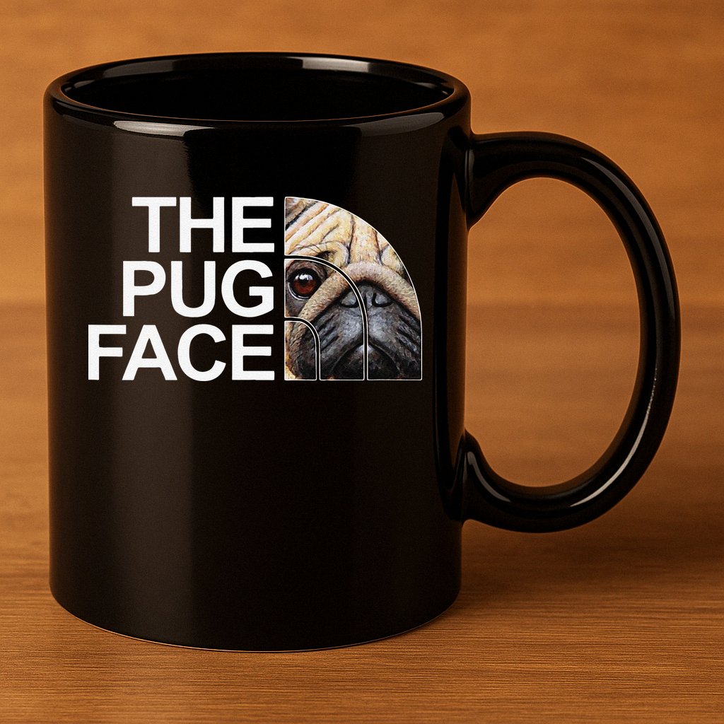 The Pug Face Dog Funny Pug 11oz C Handle Ceramic Mug