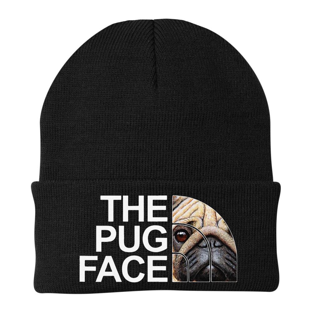 The Pug Face Dog Funny Pug Beanie