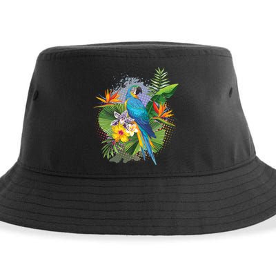 Tropical Paradise Flower Parrot Sustainable Bucket Hat