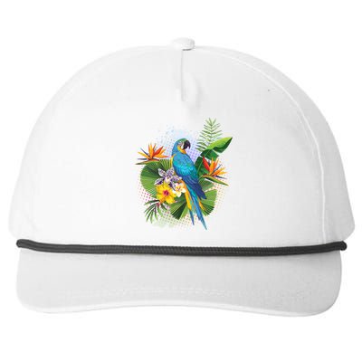 Tropical Paradise Flower Parrot Snapback Five-Panel Rope Hat