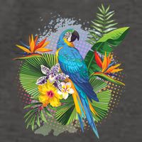 Tropical Paradise Flower Parrot Vector Backpack