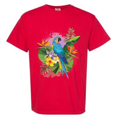 Tropical Paradise Flower Parrot Garment-Dyed Heavyweight T-Shirt