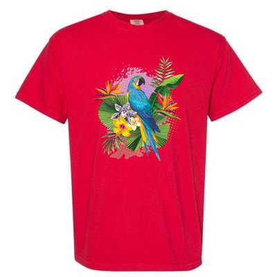 Tropical Paradise Flower Parrot Garment-Dyed Heavyweight T-Shirt