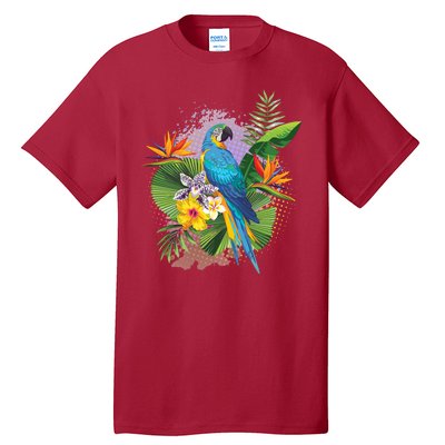 Tropical Paradise Flower Parrot Tall T-Shirt