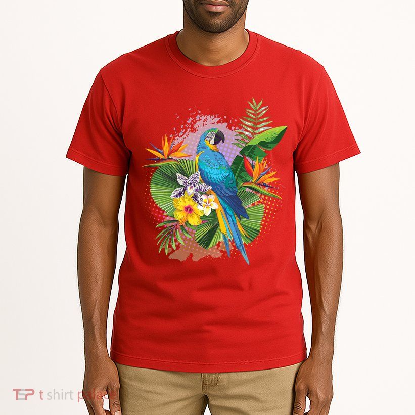 Tropical Paradise Flower Parrot Tall T-Shirt