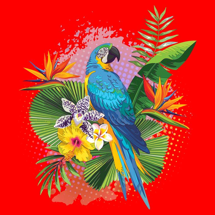 Tropical Paradise Flower Parrot Button