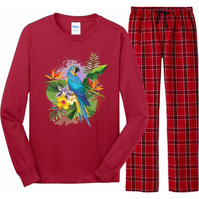 Tropical Paradise Flower Parrot Long Sleeve Pajama Set