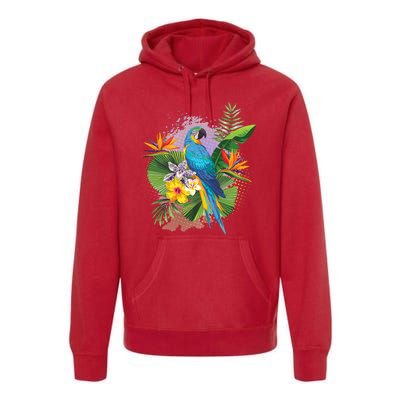 Tropical Paradise Flower Parrot Premium Hoodie