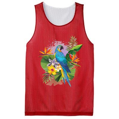 Tropical Paradise Flower Parrot Mesh Reversible Basketball Jersey Tank
