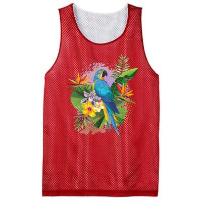 Tropical Paradise Flower Parrot Mesh Reversible Basketball Jersey Tank