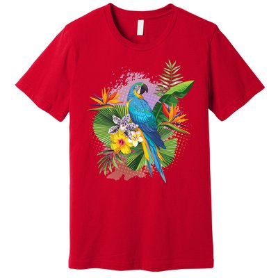 Tropical Paradise Flower Parrot Premium T-Shirt