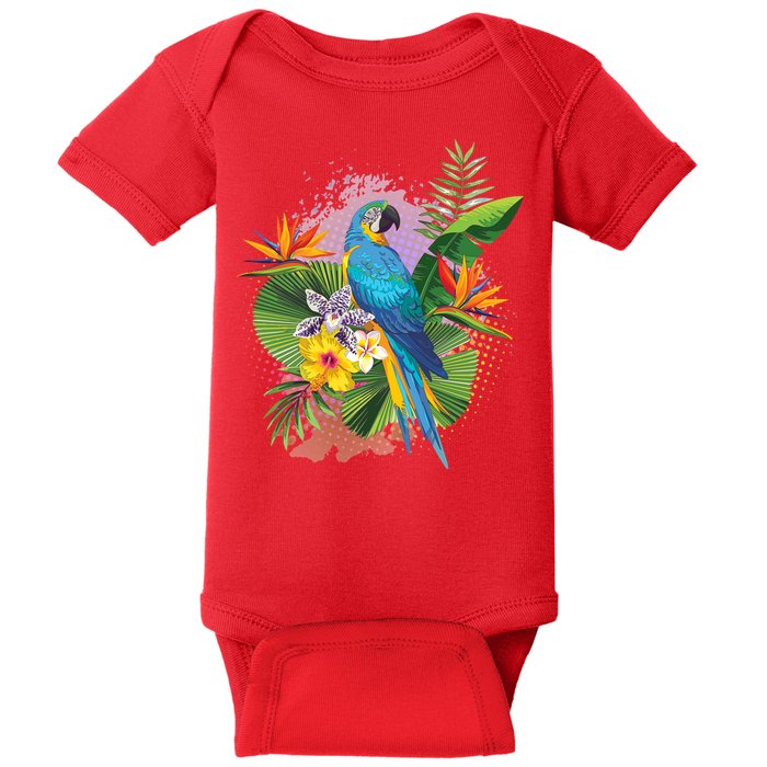 Tropical Paradise Flower Parrot Baby Bodysuit