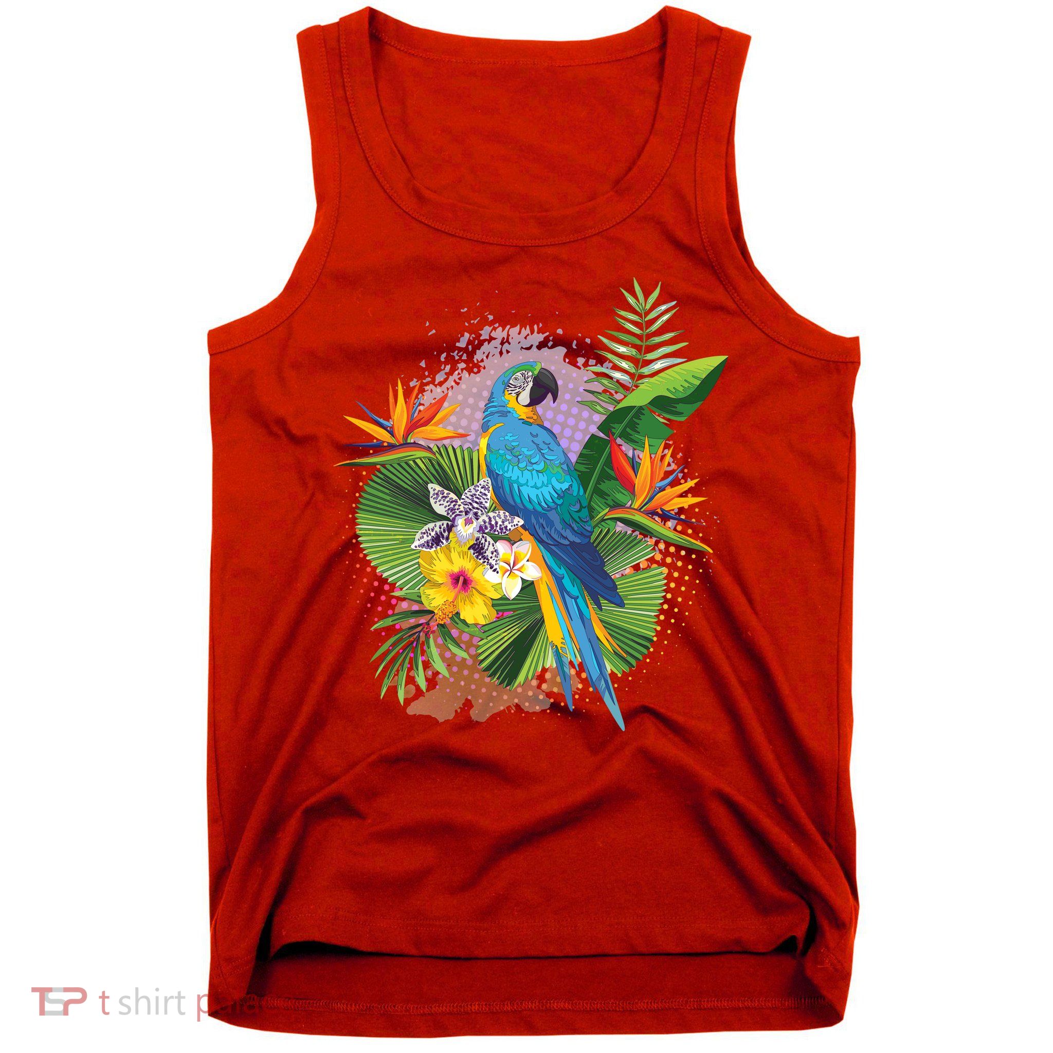 Tropical Paradise Flower Parrot Tank Top
