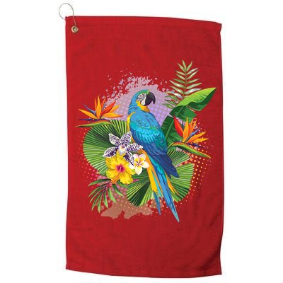 Tropical Paradise Flower Parrot Golf Towel