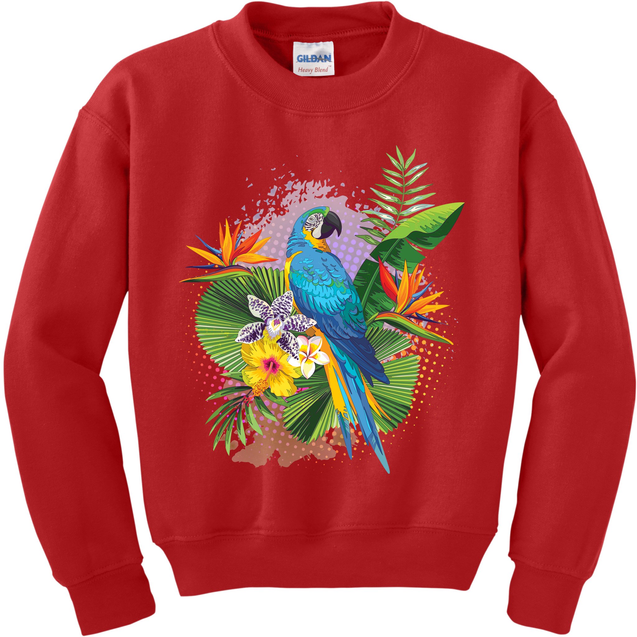 Tropical Paradise Flower Parrot Kids Sweatshirt
