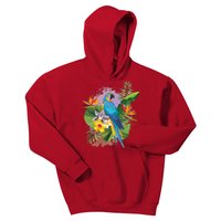 Tropical Paradise Flower Parrot Kids Hoodie