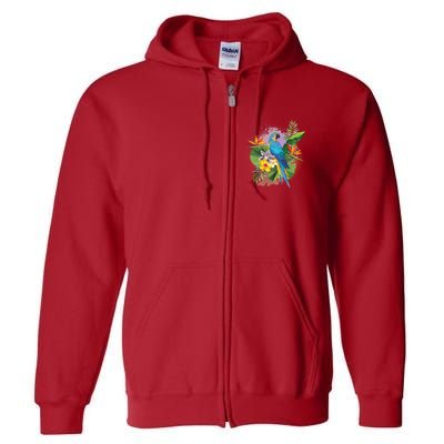 Tropical Paradise Flower Parrot Full Zip Hoodie