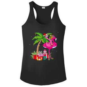 Tropical Pink Flamingo Christmas In July Summer Palm Tree Ladies PosiCharge Competitor Racerback Tank