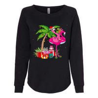 Tropical Pink Flamingo Christmas In July Summer Palm Tree Womens California Wash Sweatshirt