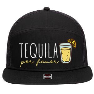 Tequila Por Favor Mexican Tequila Spanish Tequila Please 7 Panel Mesh Trucker Snapback Hat