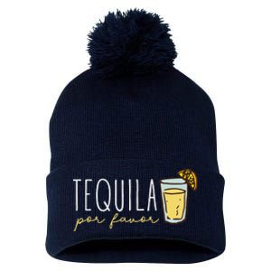 Tequila Por Favor Mexican Tequila Spanish Tequila Please Pom Pom 12in Knit Beanie