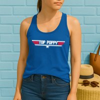 Top Poppy Funny Father Grandpa 80s Father's Day Gift Womens Tank Top