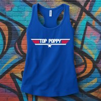 Top Poppy Funny Father Grandpa 80s Father's Day Gift Womens Tank Top