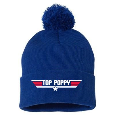 Top Poppy Funny Father Grandpa 80s Father's Day Gift Pom Pom 12in Knit Beanie