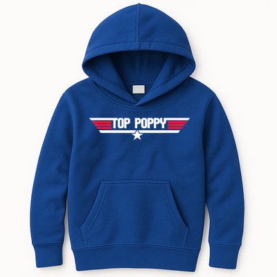 Top Poppy Funny Father Grandpa 80s Father's Day Gift Kids Hoodie