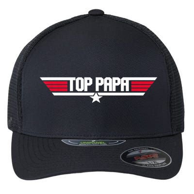 Top Papa Funny Father Grandpa 80s Father's Day Gift Flexfit Unipanel Trucker Cap